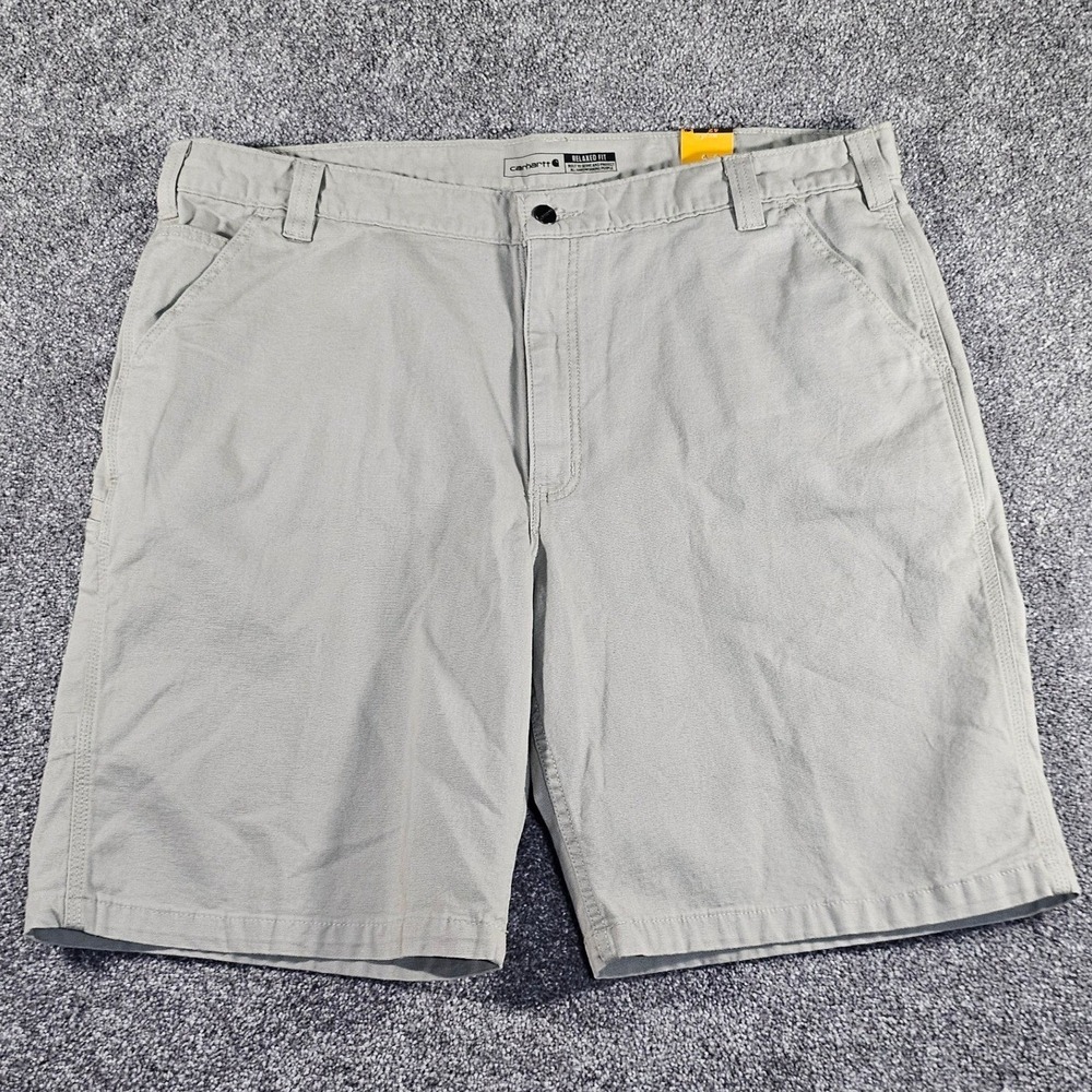 Carhartt Rugged Flex Rigby Work Shorts Mens 42 Khaki BS2514-M Canvas Stretch